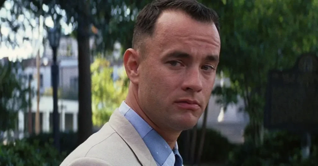 Tom Hanks em uma cena icônica de Forrest Gump